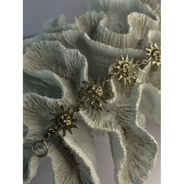 Vintage 925 Sterling Silver Sun Face Bracelet Length 8.5