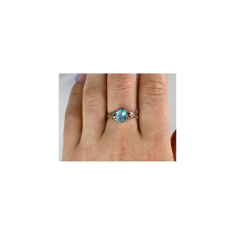 925 Sterling Silver Blue Topaz Ring Size 10