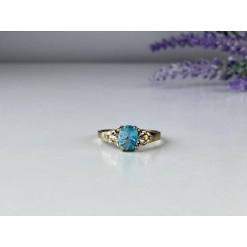 925 Sterling Silver Blue Topaz Ring Size 10