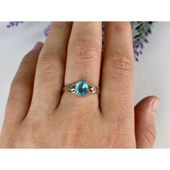 925 Sterling Silver Blue Topaz Ring Size 10