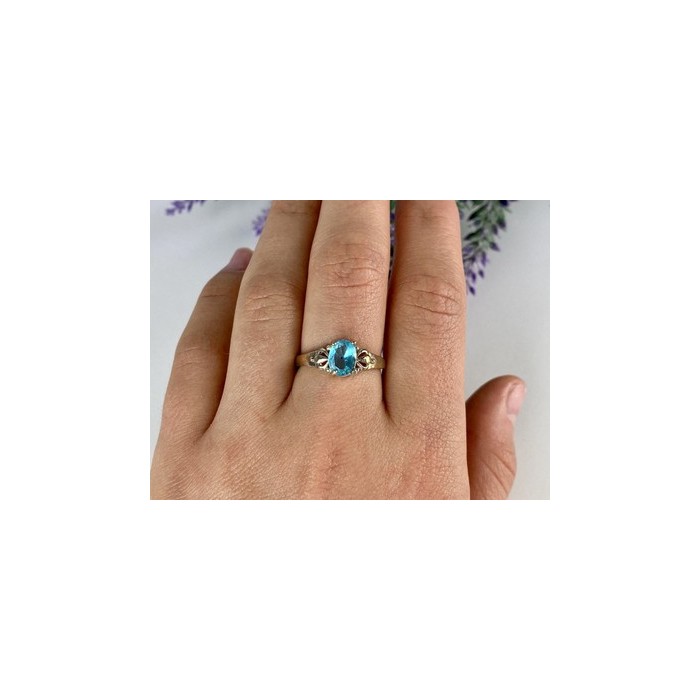 925 Sterling Silver Blue Topaz Ring Size 10