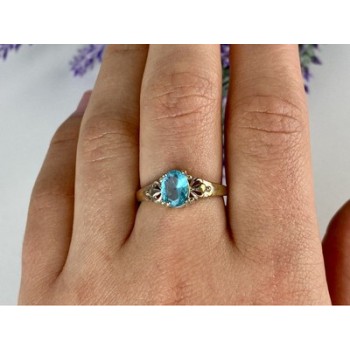 925 Sterling Silver Blue Topaz Ring Size 10