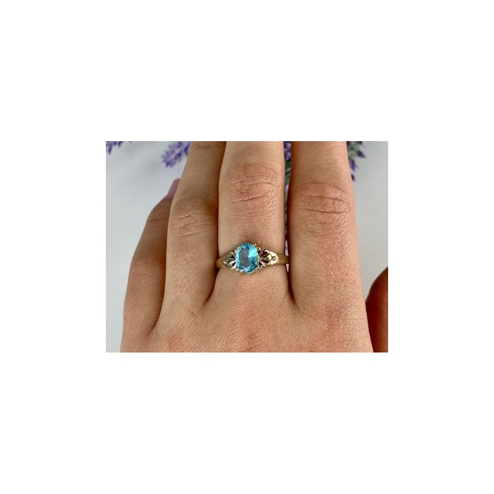 925 Sterling Silver Blue Topaz Ring Size 10
