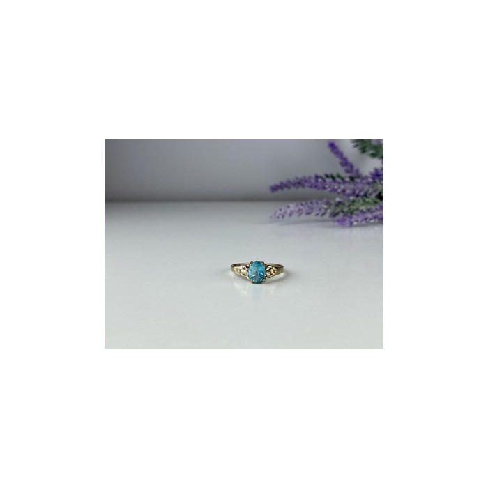 925 Sterling Silver Blue Topaz Ring Size 10