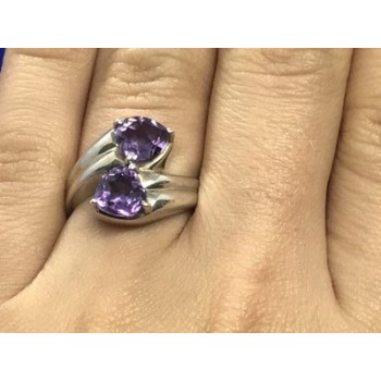 925 Sterling Silver Amethyst Ring Size 6.5