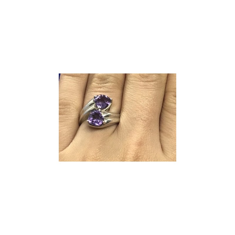 925 Sterling Silver Amethyst Ring Size 6.5