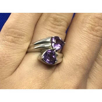 925 Sterling Silver Amethyst Ring Size 6.5