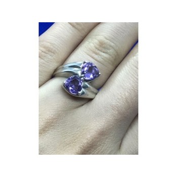 925 Sterling Silver Amethyst Ring Size 6.5