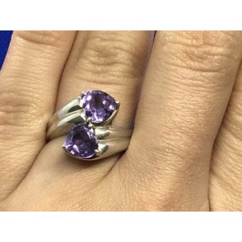 925 Sterling Silver Amethyst Ring Size 6.5
