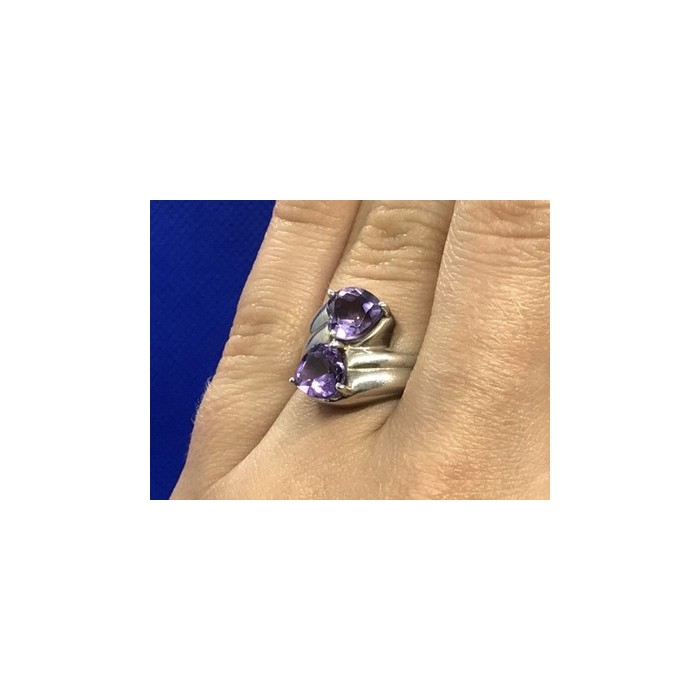 925 Sterling Silver Amethyst Ring Size 6.5