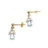 18K YELLOW GOLD BLUE TOPAZ & DIAMONDS EARRINGS