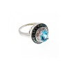 925 Sterling Silver Aquamarine & Spinel Ring Size 6.75
