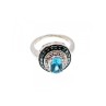 925 Sterling Silver Aquamarine & Spinel Ring Size 6.75