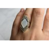 925 STERLING SILVER MOTHER OF PEARL & MARCASITES RING SIZE 6.5