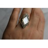 925 STERLING SILVER MOTHER OF PEARL & MARCASITES RING SIZE 6.5
