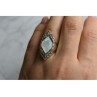 925 STERLING SILVER MOTHER OF PEARL & MARCASITES RING SIZE 6.5