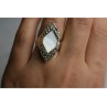 925 STERLING SILVER MOTHER OF PEARL & MARCASITES RING SIZE 6.5