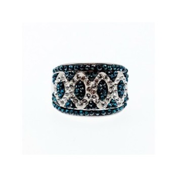 925 Sterling Silver Blue & White CZ Ring Size 7.5