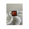 925 STERLING SILVER AMBER & GARNET RING SIZE 8.5