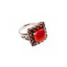 925 STERLING SILVER AMBER & GARNET RING SIZE 8.5
