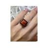 925 STERLING SILVER AMBER & GARNET RING SIZE 8.5