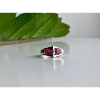925 Sterling Silver Pink Spinel Ring Size 5.5
