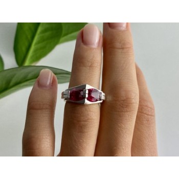 925 Sterling Silver Pink Spinel Ring Size 5.5