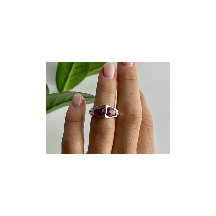 925 Sterling Silver Pink Spinel Ring Size 5.5