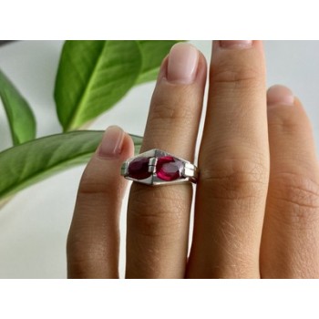 925 Sterling Silver Pink Spinel Ring Size 5.5