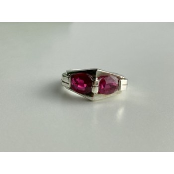 925 Sterling Silver Pink Spinel Ring Size 5.5
