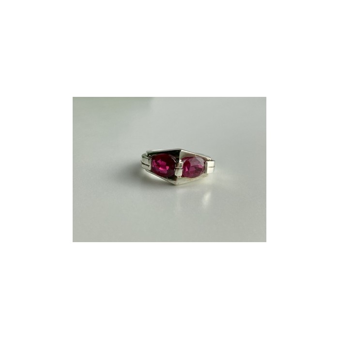 925 Sterling Silver Pink Spinel Ring Size 5.5