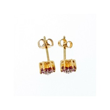 14k Yellow Gold Ruby & Diamonds Earrings