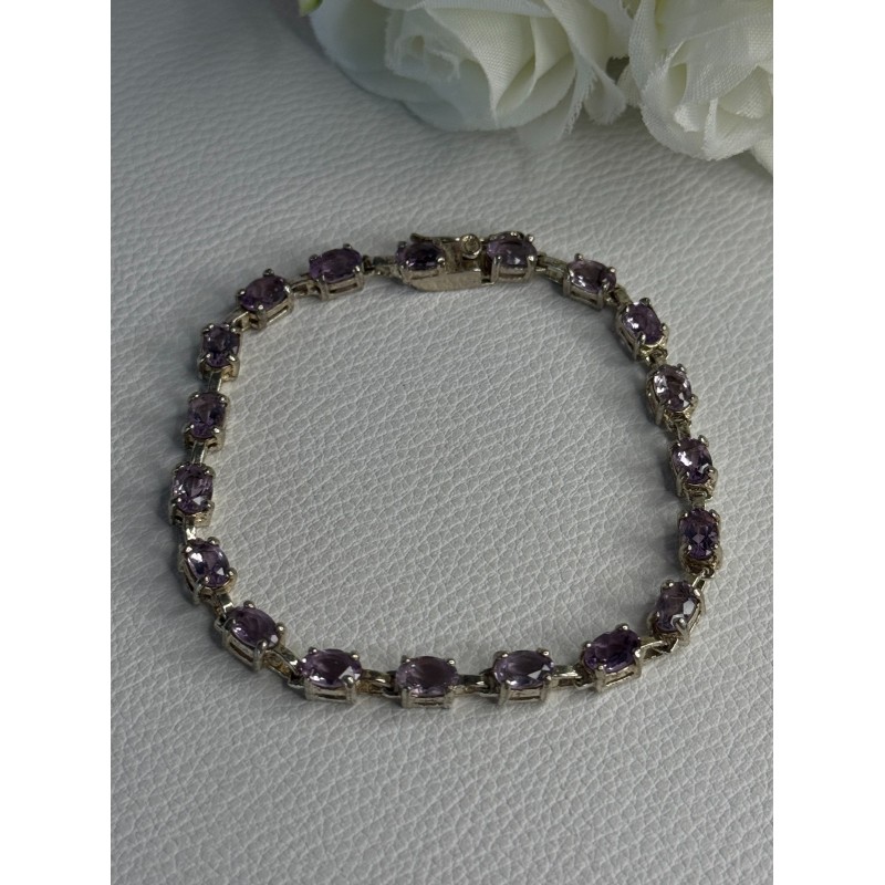 925 Sterling Silver Amethyst Fas Bracelet Length 7.5