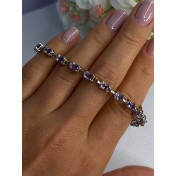925 Sterling Silver Amethyst Fas Bracelet Length 7.5