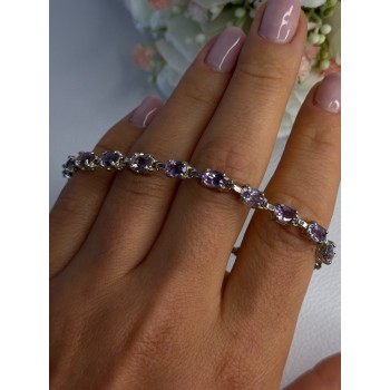 925 Sterling Silver Amethyst Fas Bracelet Length 7.5