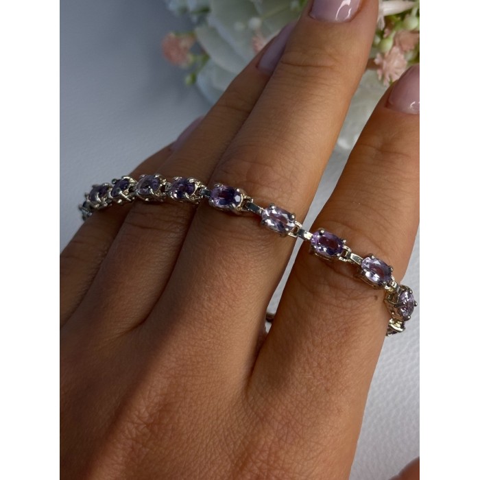 925 Sterling Silver Amethyst Fas Bracelet Length 7.5