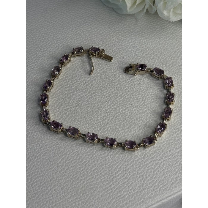 925 Sterling Silver Amethyst Fas Bracelet Length 7.5