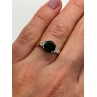 10K YELLOW GOLD RING  WITH EMERALD & DIAMONDS  SIZE 6