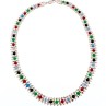925 Sterling Silver Italy Milor Multicolor Agate Necklace Length 17 Inch