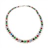 925 Sterling Silver Italy Milor Multicolor Agate Necklace Length 17 Inch