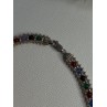 925 Sterling Silver Italy Milor Multicolor Agate Necklace Length 17 Inch