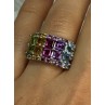 925 STERLING SILVER MULTICOLOR STONES RING SIZE 7