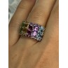 925 STERLING SILVER MULTICOLOR STONES RING SIZE 7