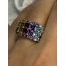 925 STERLING SILVER MULTICOLOR STONES RING SIZE 7