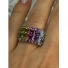 925 STERLING SILVER MULTICOLOR STONES RING SIZE 7