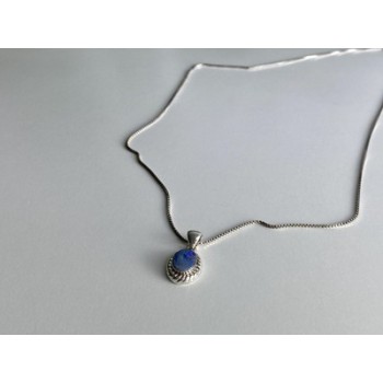 925 Sterling Silver Opal Chain With Pendant