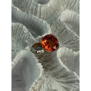 925 STERLING SILVER ORANGE SPINEL RING SIZE 6