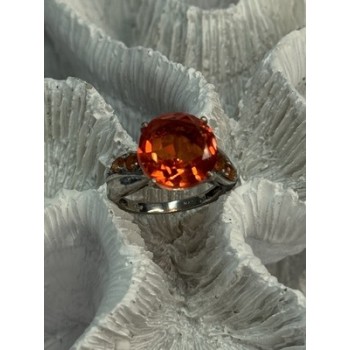 925 STERLING SILVER ORANGE SPINEL RING SIZE 6