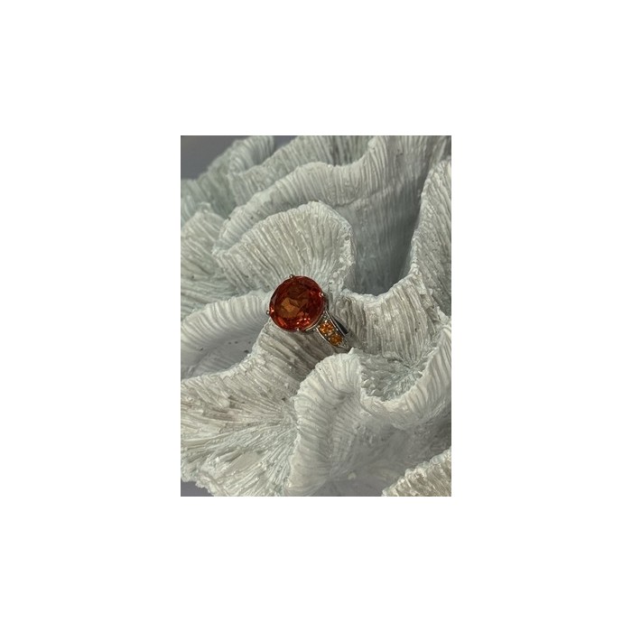 925 STERLING SILVER ORANGE SPINEL RING SIZE 6