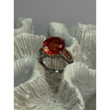 925 STERLING SILVER ORANGE SPINEL RING SIZE 6